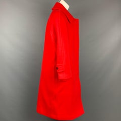 BURBERRY Size 0 Red Wool / Cashmere Hidden Placket Coat