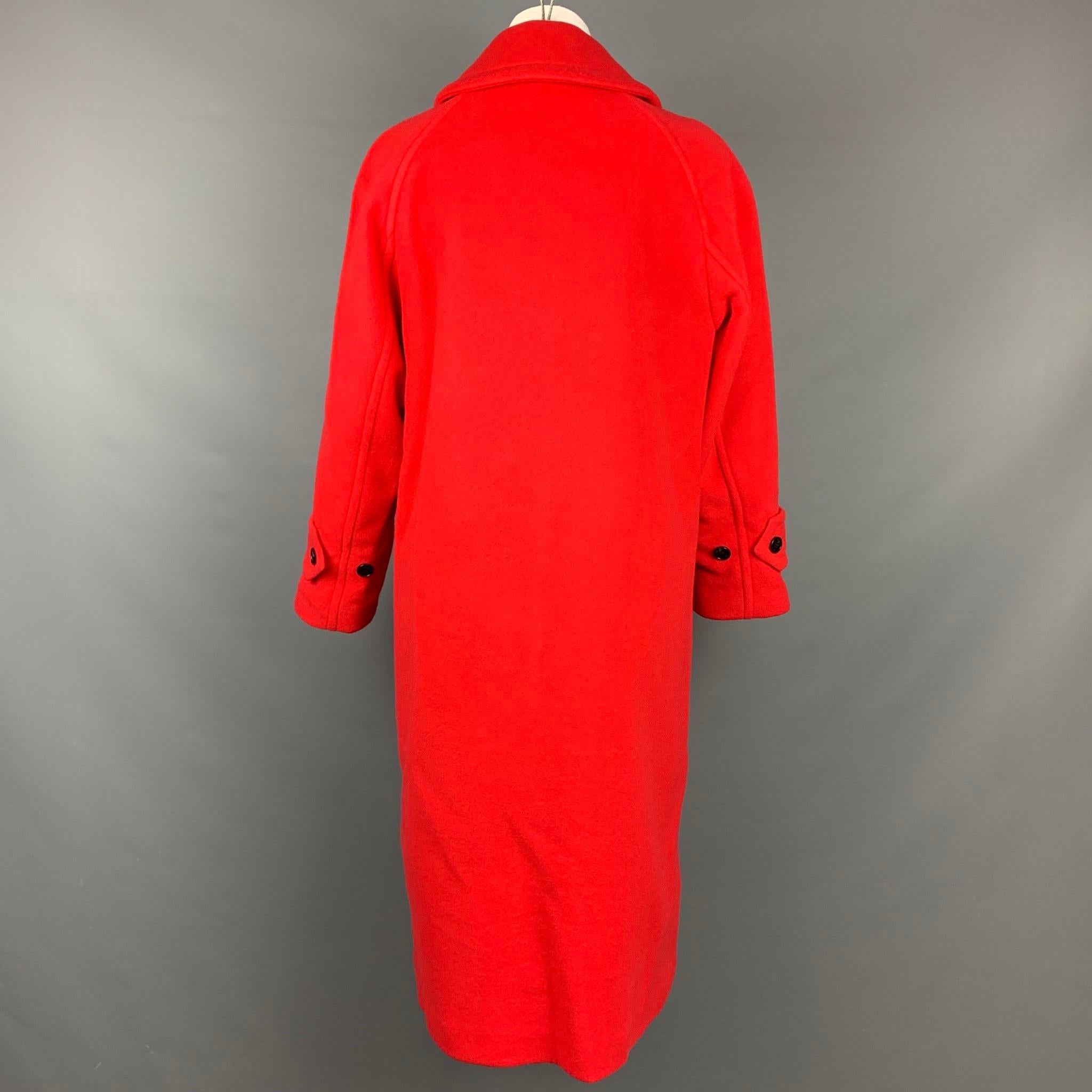 BURBERRY Size 0 Red Wool / Cashmere Hidden Placket Coat In New Condition In San Francisco, CA