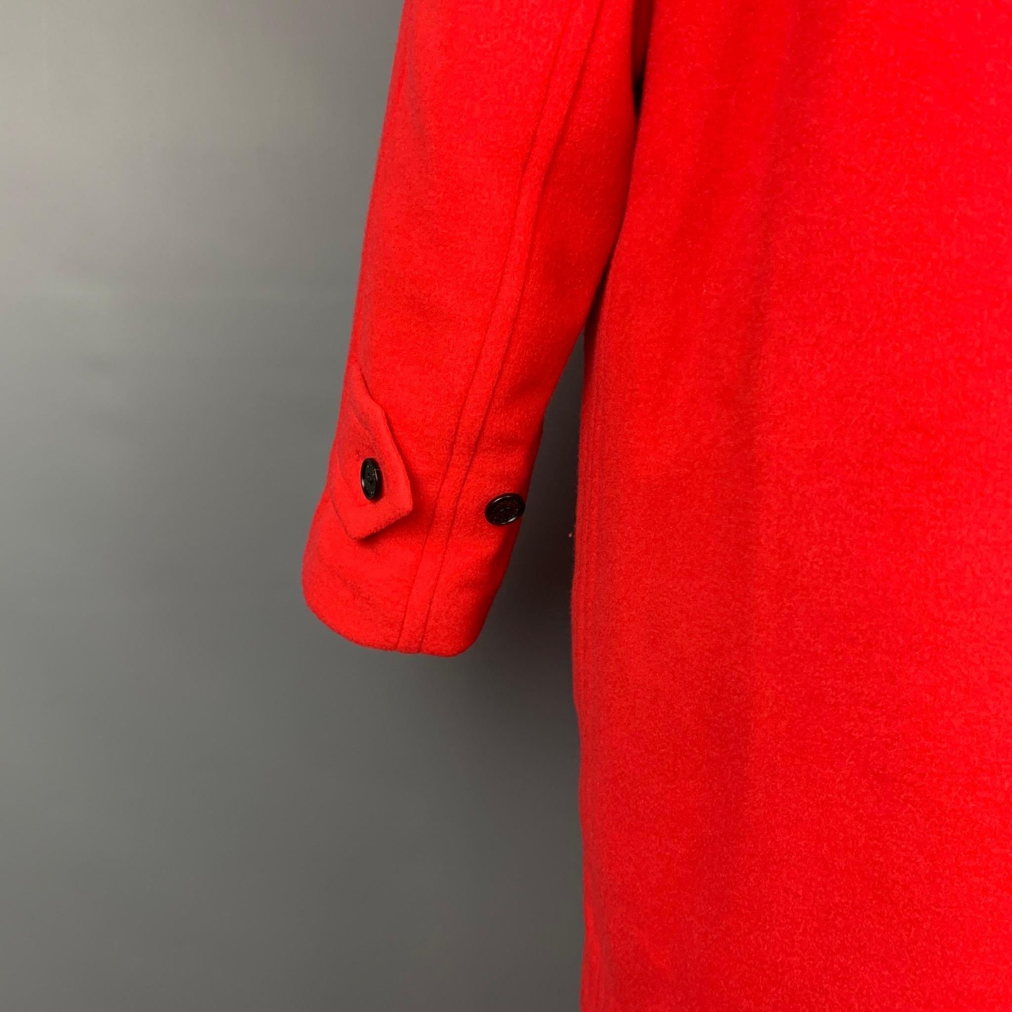 Women's BURBERRY Size 0 Red Wool / Cashmere Hidden Placket Coat