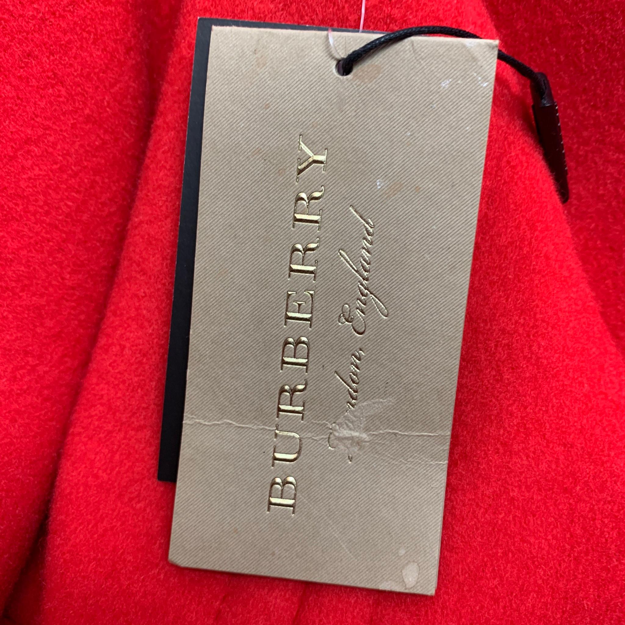 BURBERRY Size 0 Red Wool / Cashmere Hidden Placket Coat 3