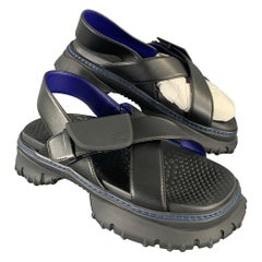 BURBERRY Size 10 Black Leather Sandals