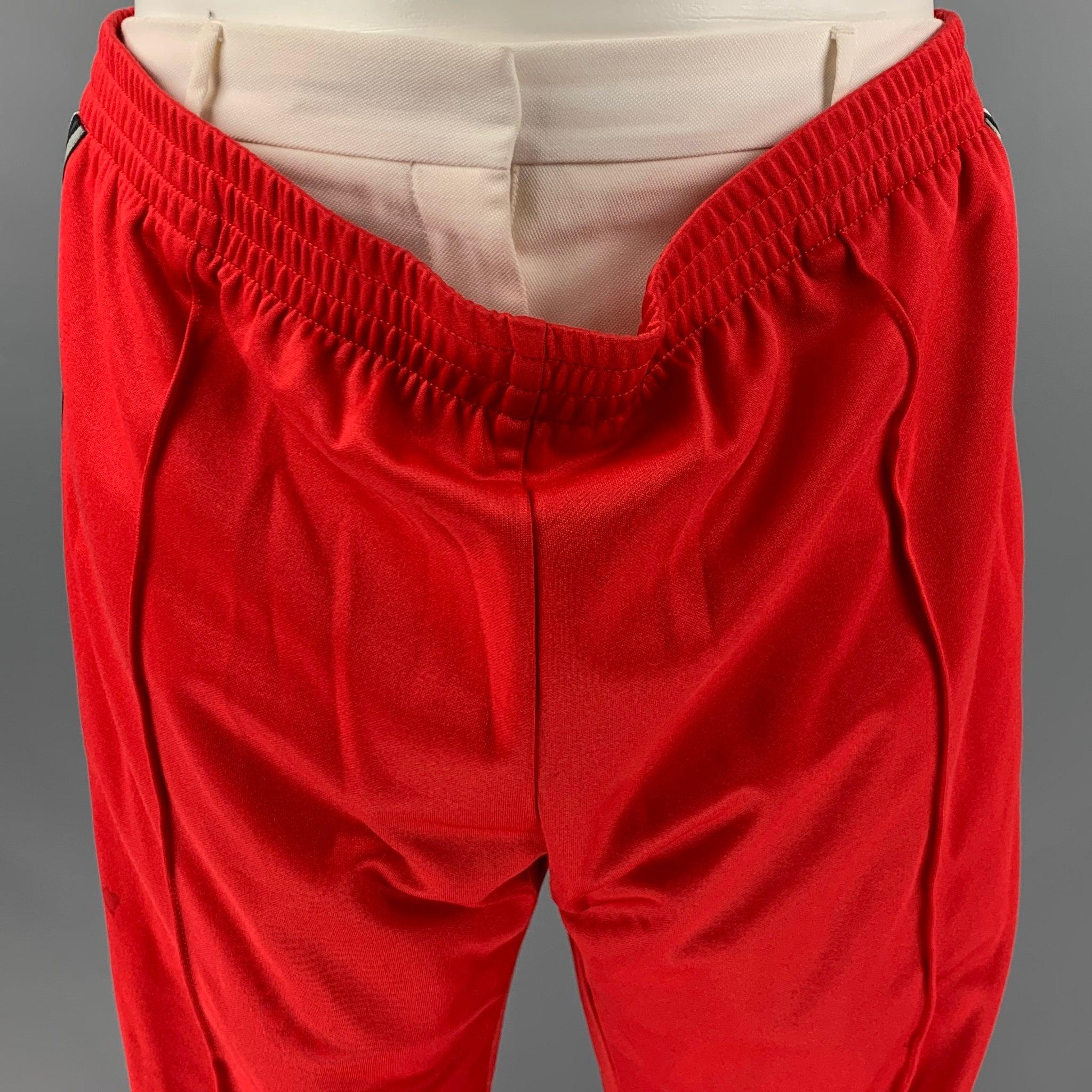 BURBERRY Size 10 Red White Polyester Cotton Casual Pants In Good Condition For Sale In San Francisco, CA