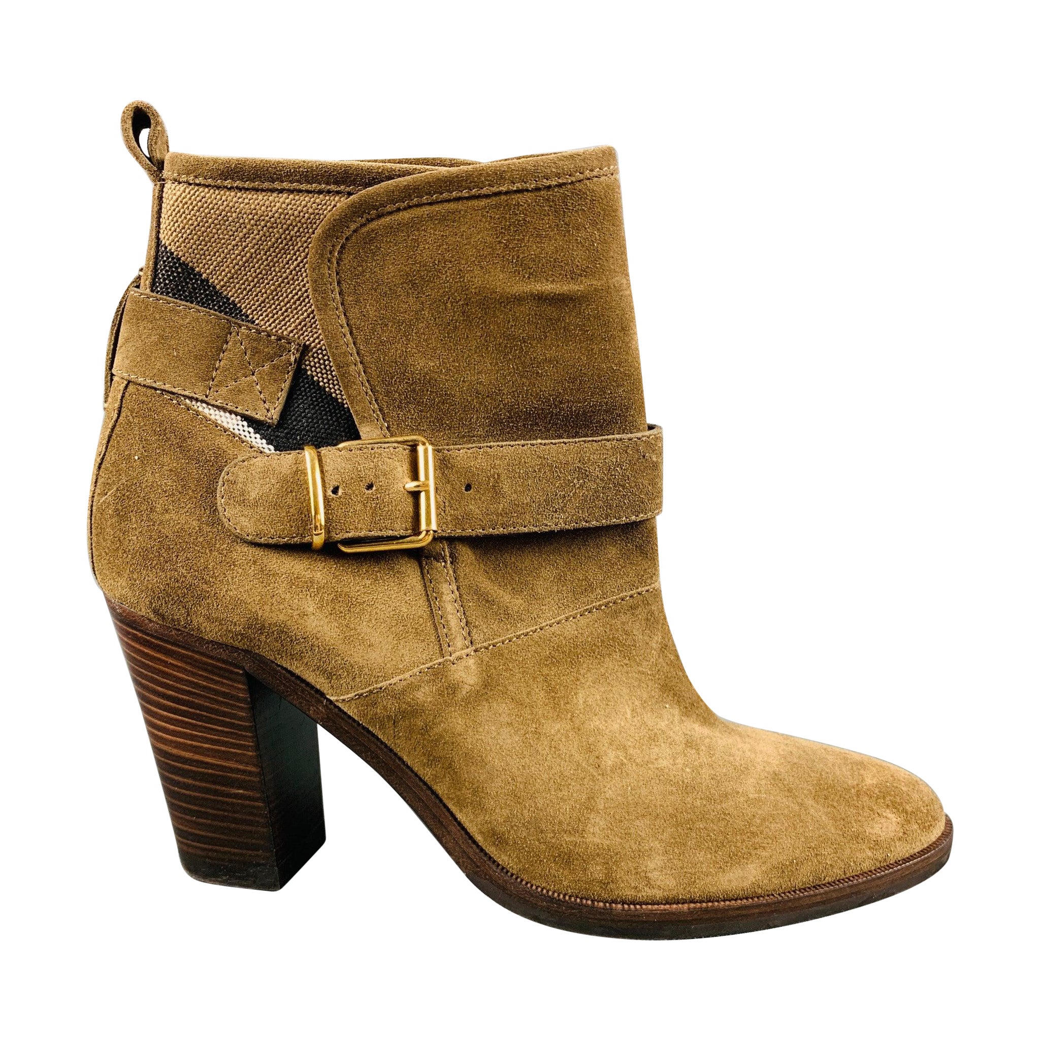 BURBERRY Size 11 Brown Suede Chunky heel Boots