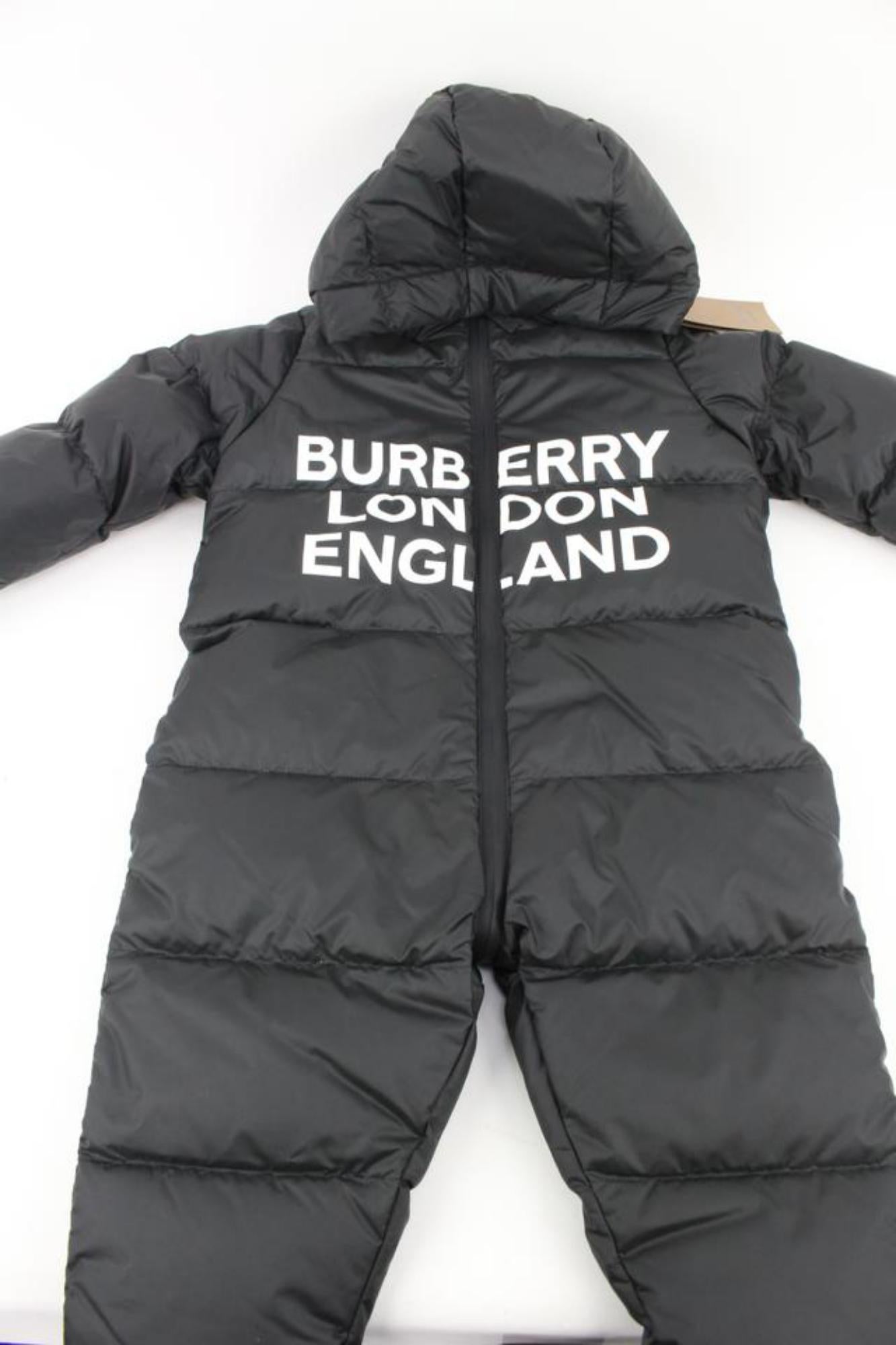 Burberry Size 18M 18 Months Black Logo Puffer Suit Snow Suit 120B34 For Sale 1