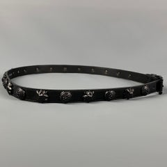 BURBERRY Size 2 Black Leather Skinny Belt