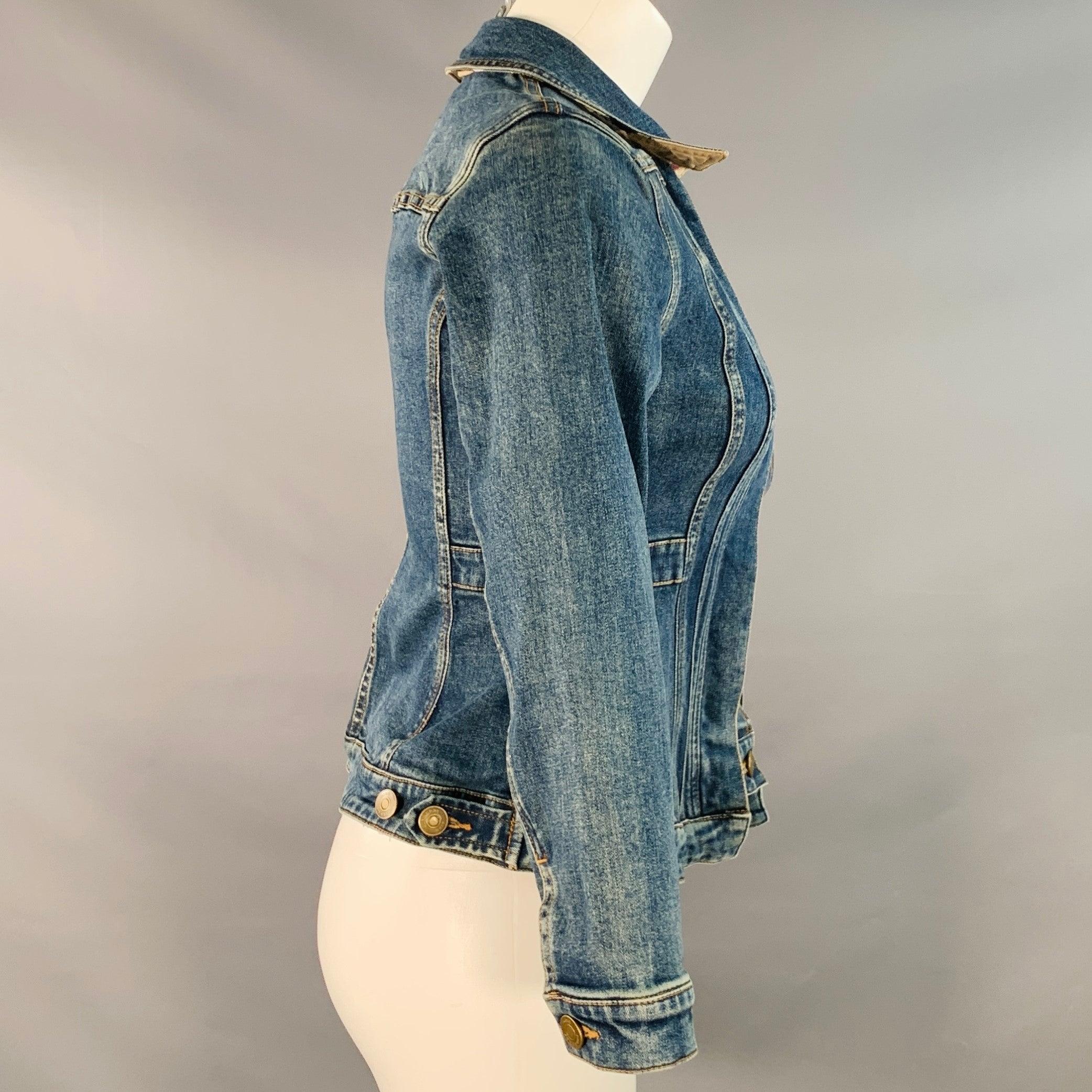 Blu Burberry taglia 2 Giacca a quadri in Denim misto cotone blu con bottoni in vendita