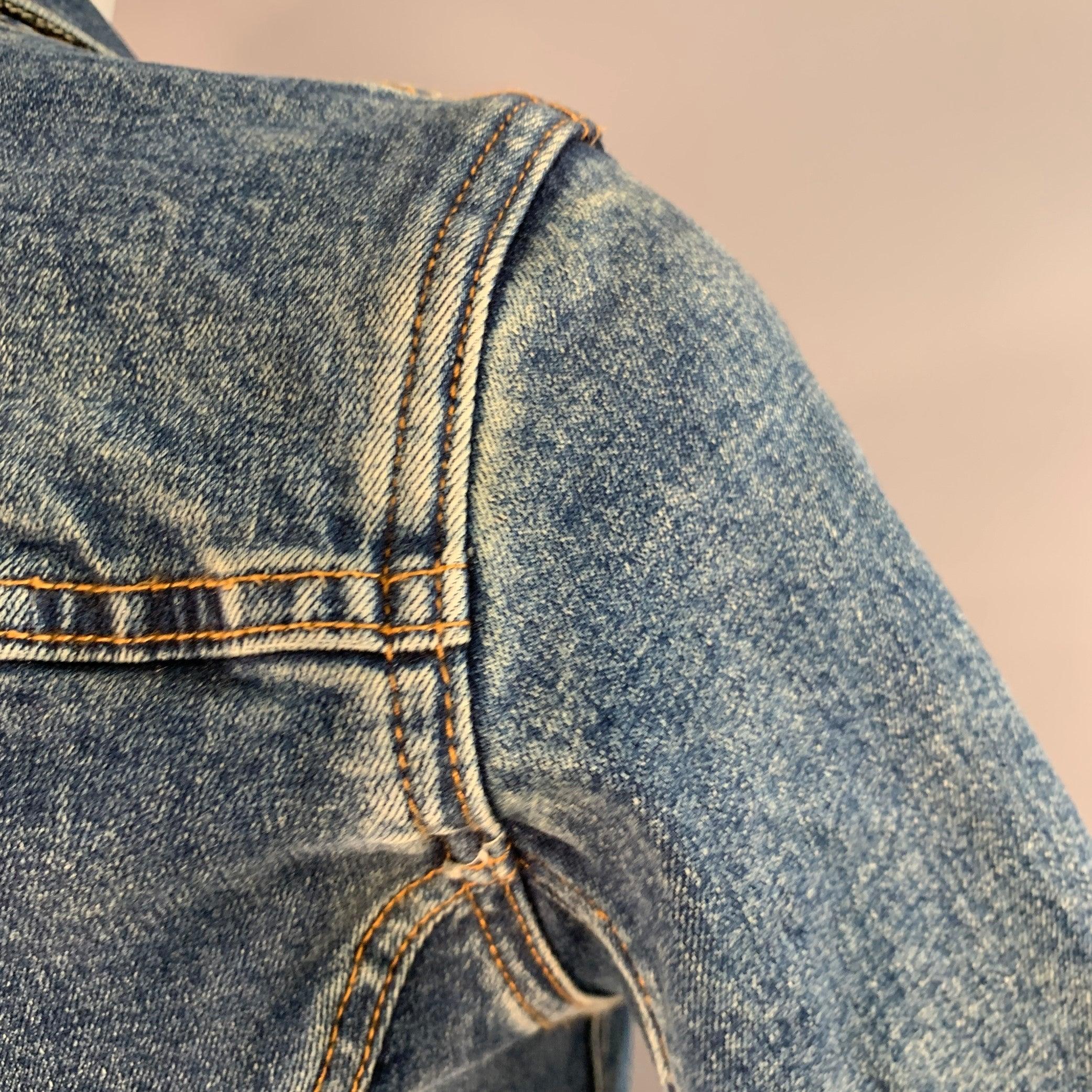 Burberry taglia 2 Giacca a quadri in Denim misto cotone blu con bottoni in vendita 1