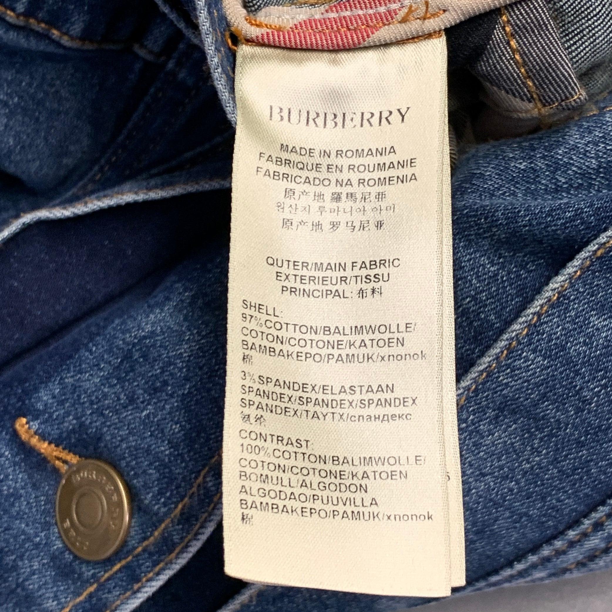 Burberry taglia 2 Giacca a quadri in Denim misto cotone blu con bottoni in vendita 3