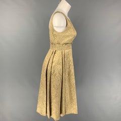 BURBERRY Size 2 Gold Wool Blend Textured Sleeveless Cocktail Dress