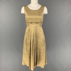 BURBERRY Size 2 Gold Wool Blend Textured Sleeveless Cocktail Dress