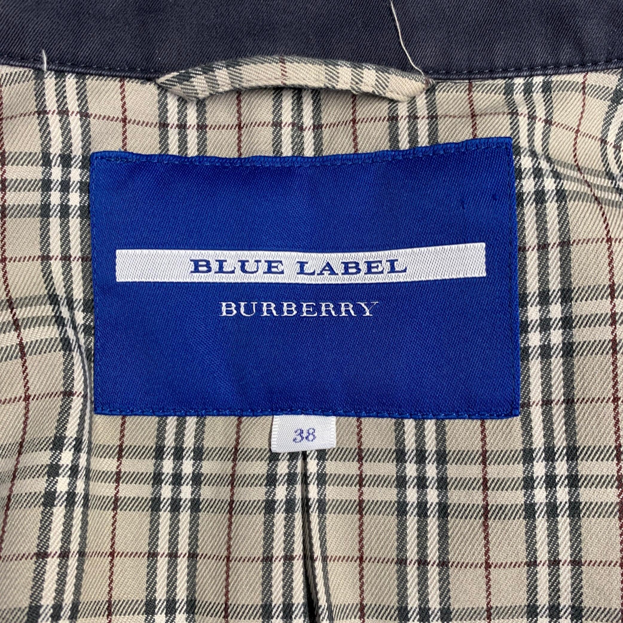 BURBERRY Abrigo Trench con Cinturón de Mezcla de Algodón Azul Marino Talla 2 en venta 1