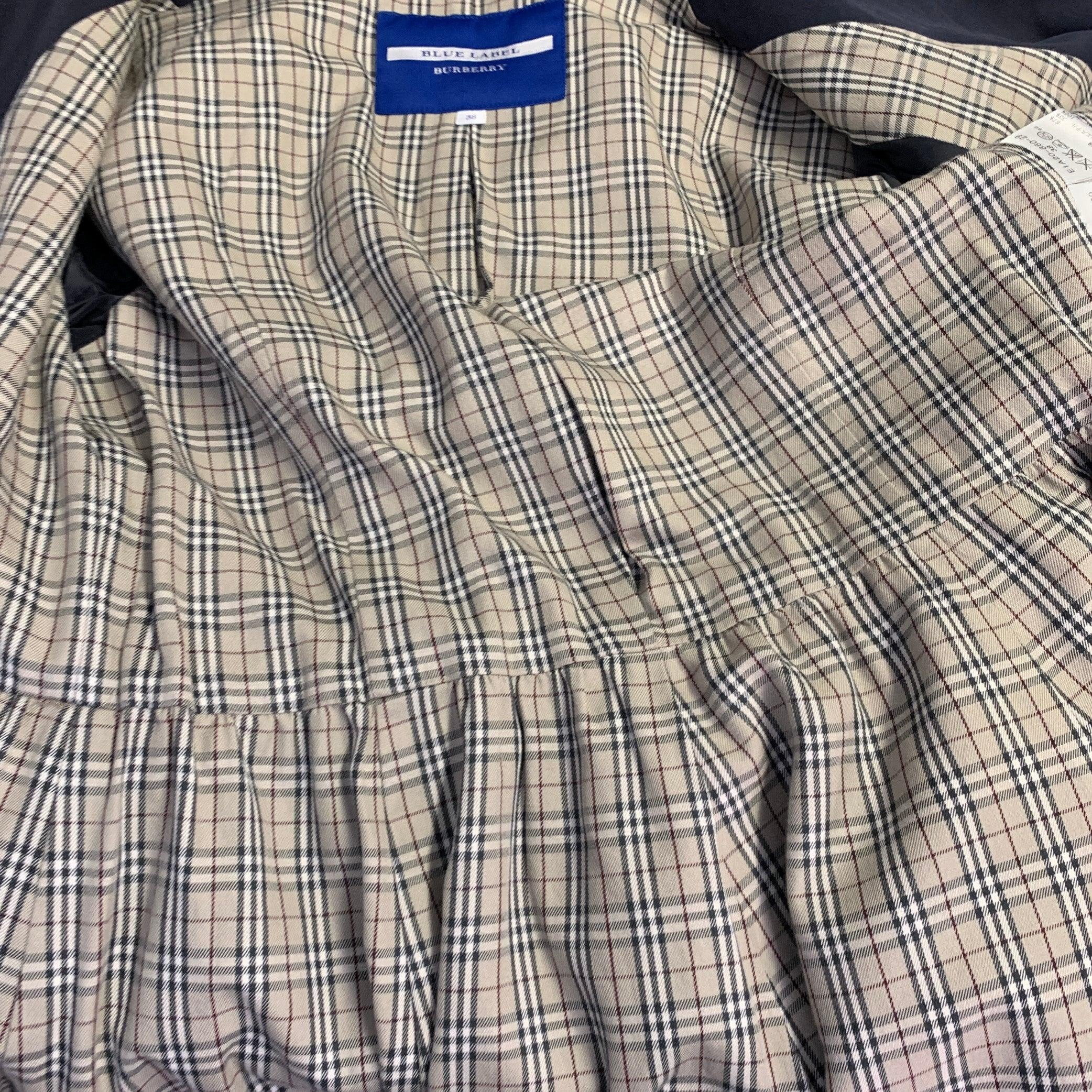 BURBERRY Abrigo Trench con Cinturón de Mezcla de Algodón Azul Marino Talla 2 en venta 2