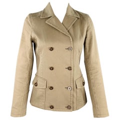 BURBERRY Giacca doppiopetto in twill di cotone tan taglia 2