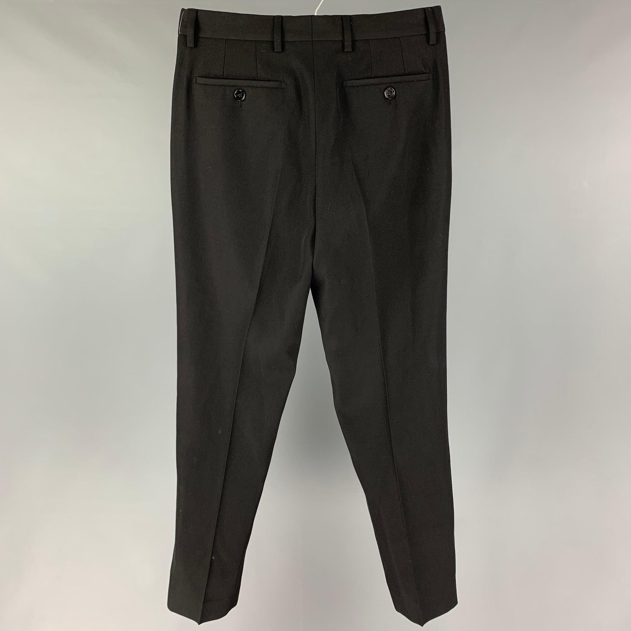 BURBERRY Size 30 Black Wool Zip Fly Dress Pants In Excellent Condition For Sale In San Francisco, CA