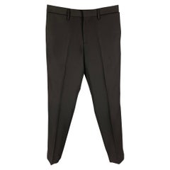 BURBERRY Size 32 Black Wool Tuxedo Dress Pants