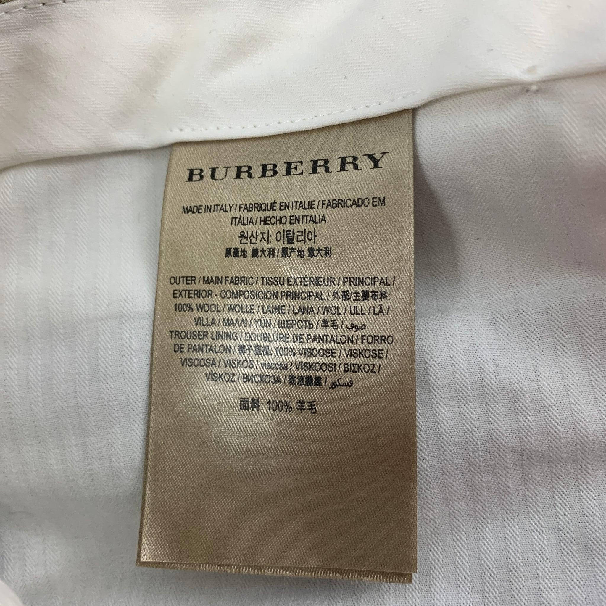 BURBERRY Size 34 Blue Multi-Color Plaid Wool Zip Fly Dress Pants In Good Condition For Sale In San Francisco, CA