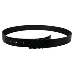 BURBERRY Size 35 Black Leather Belt