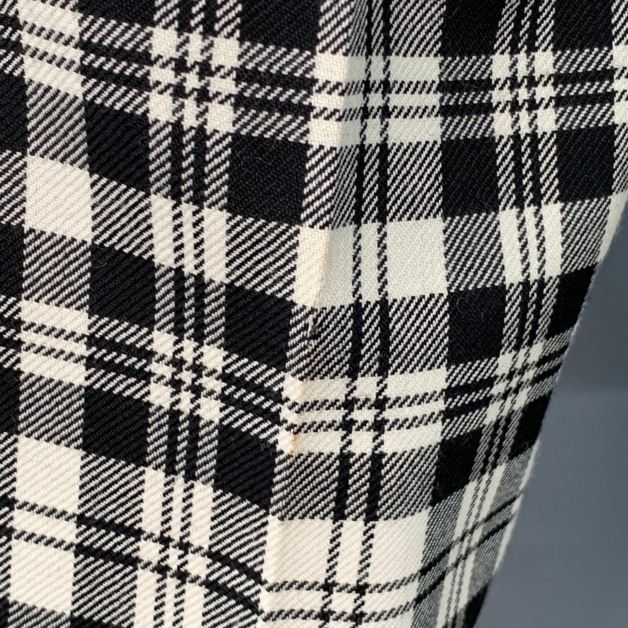 BURBERRY Größe 36 Schwarz Weiß Kariert Wolle Mohair Side Tabs Tapered Dress Pants im Zustand „Gut“ im Angebot in San Francisco, CA