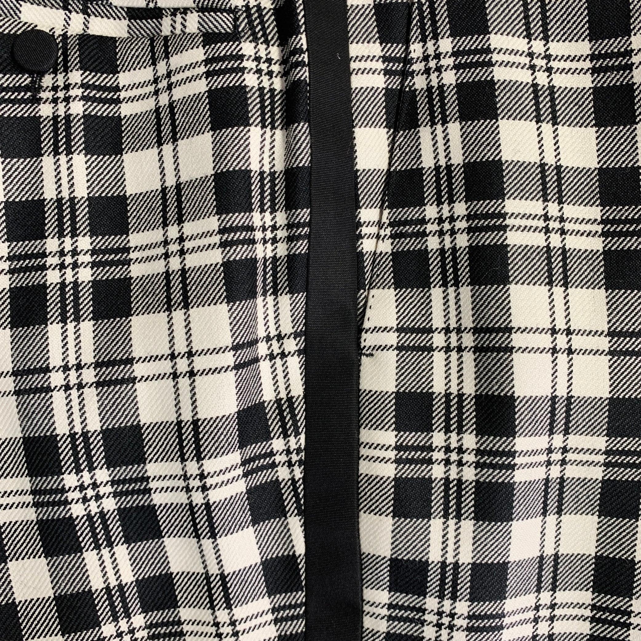BURBERRY Größe 36 Schwarz Weiß Kariert Wolle Mohair Side Tabs Tapered Dress Pants Herren im Angebot