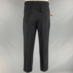 BURBERRY Size 36 Black Wool Mohair Tuxedo Dress Pants