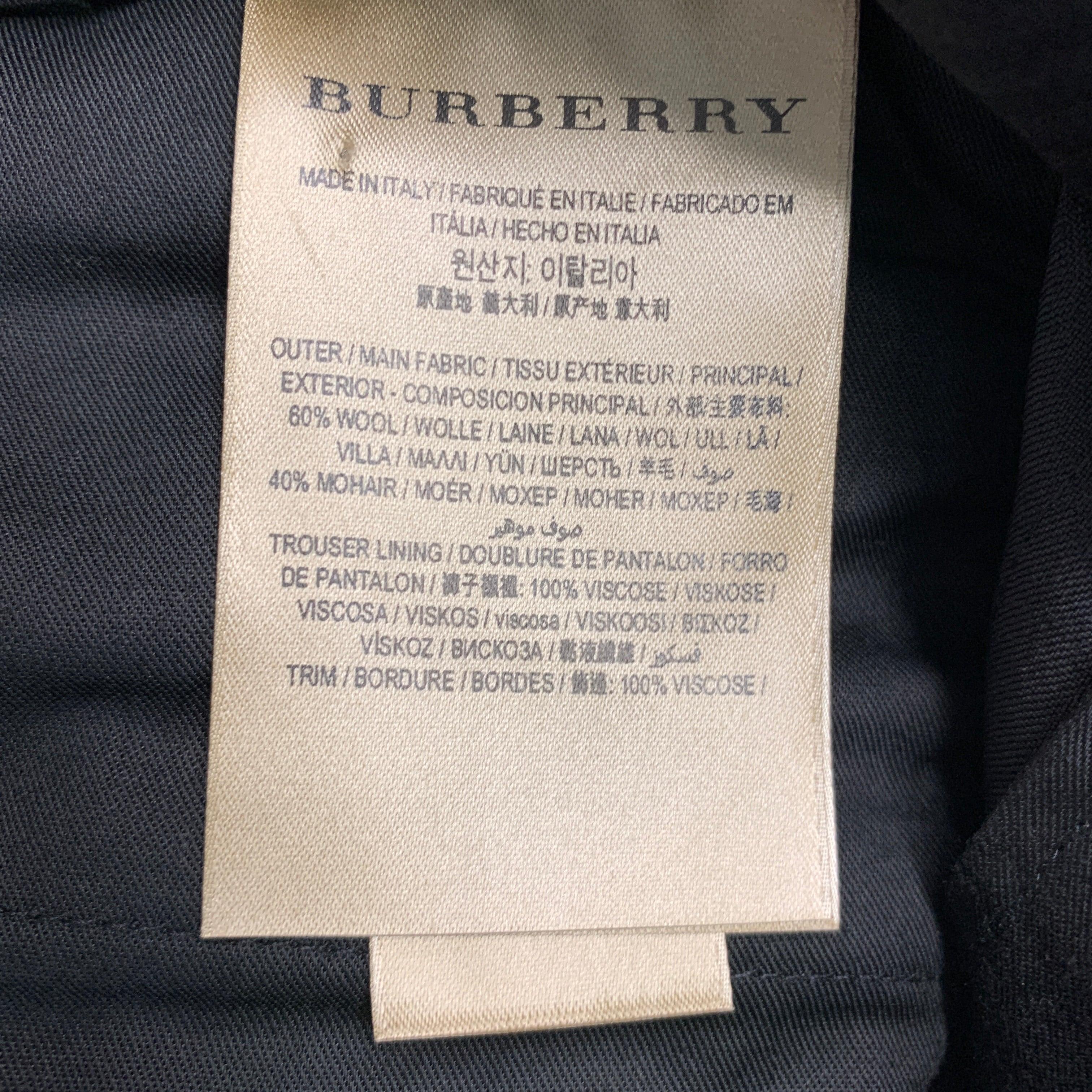 BURBERRY Size 36 Black Wool Mohair Tuxedo Dress Pants For Sale 2
