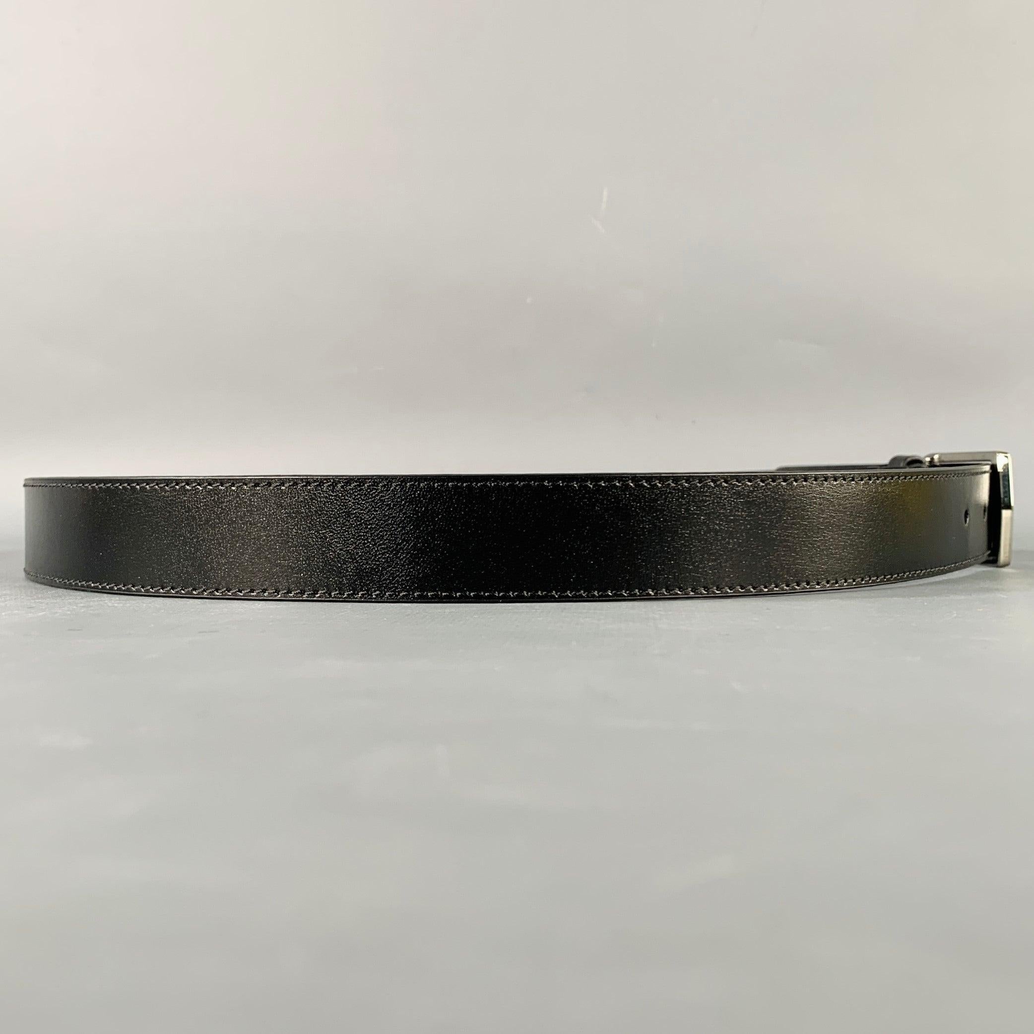 BURBERRY Size 38 Black Leather Belt In Good Condition In San Francisco, CA