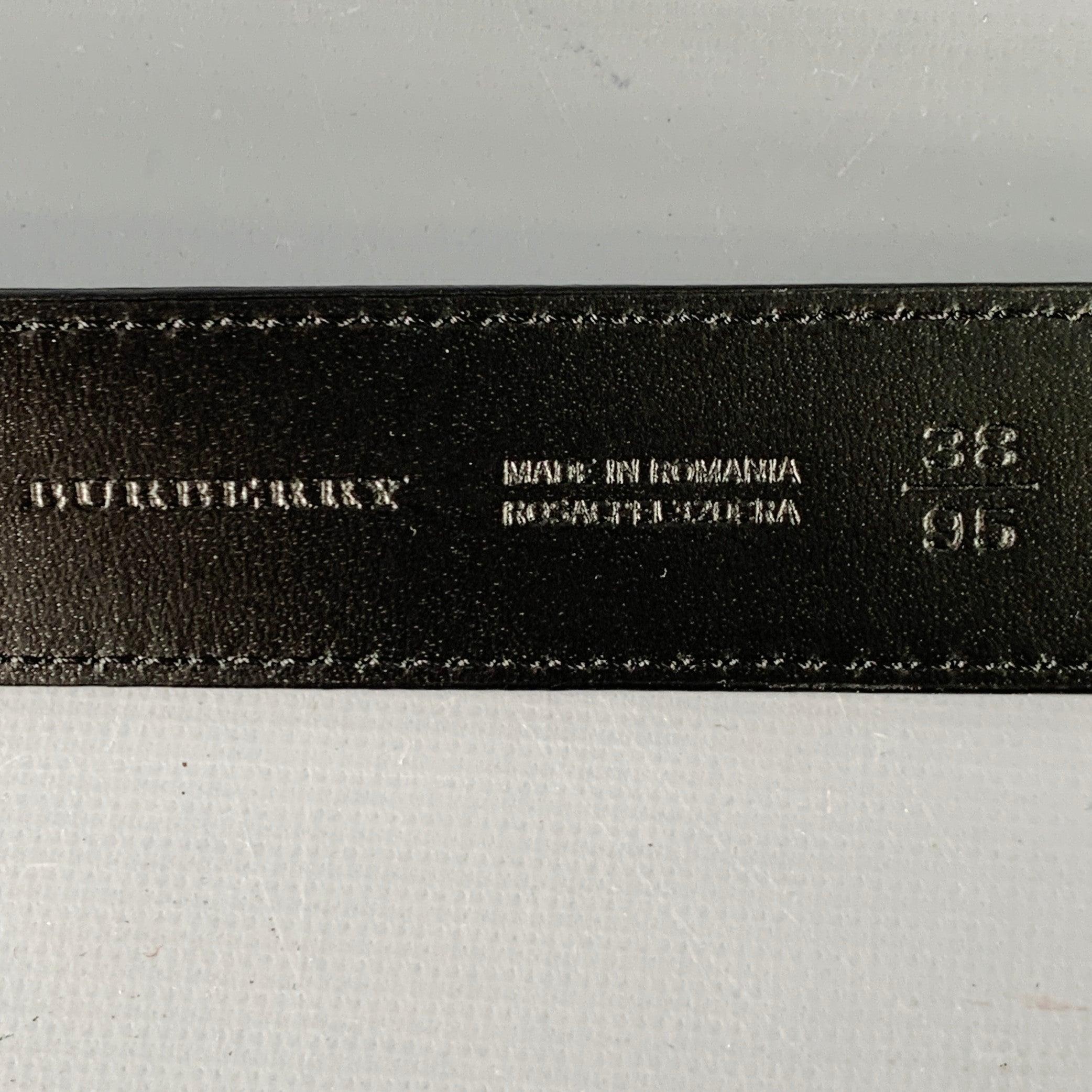 BURBERRY Size 38 Black Leather Belt 2