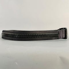 BURBERRY Size 38 Black Leather Zipper Belt