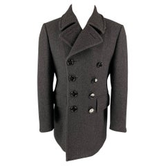 BURBERRY Size 38 Charcoal Grey Virgin Wool Peacoat