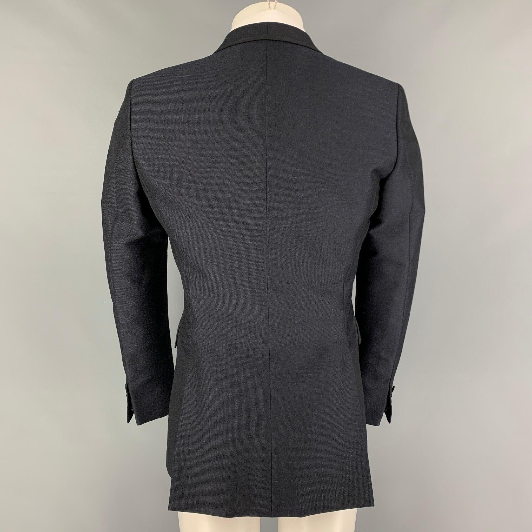 BURBERRY Size 38 Navy Mohair Wool Shawl Collar Sport Coat In Good Condition For Sale In San Francisco, CA