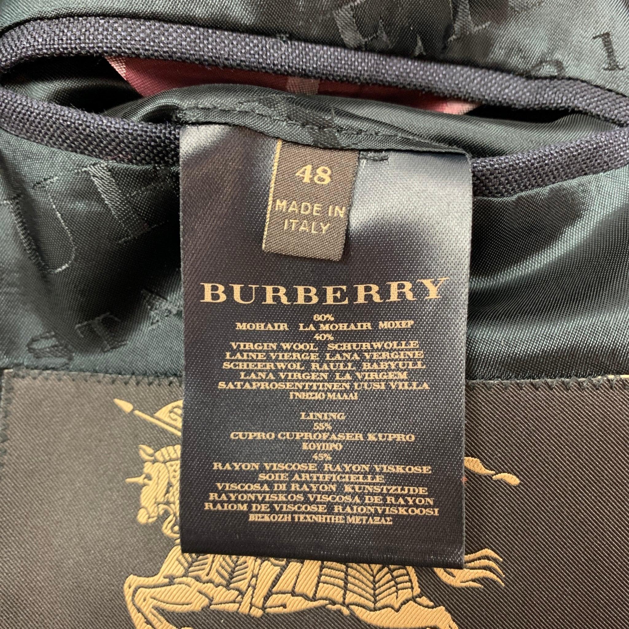 BURBERRY Size 38 Navy Mohair Wool Shawl Collar Sport Coat For Sale 1