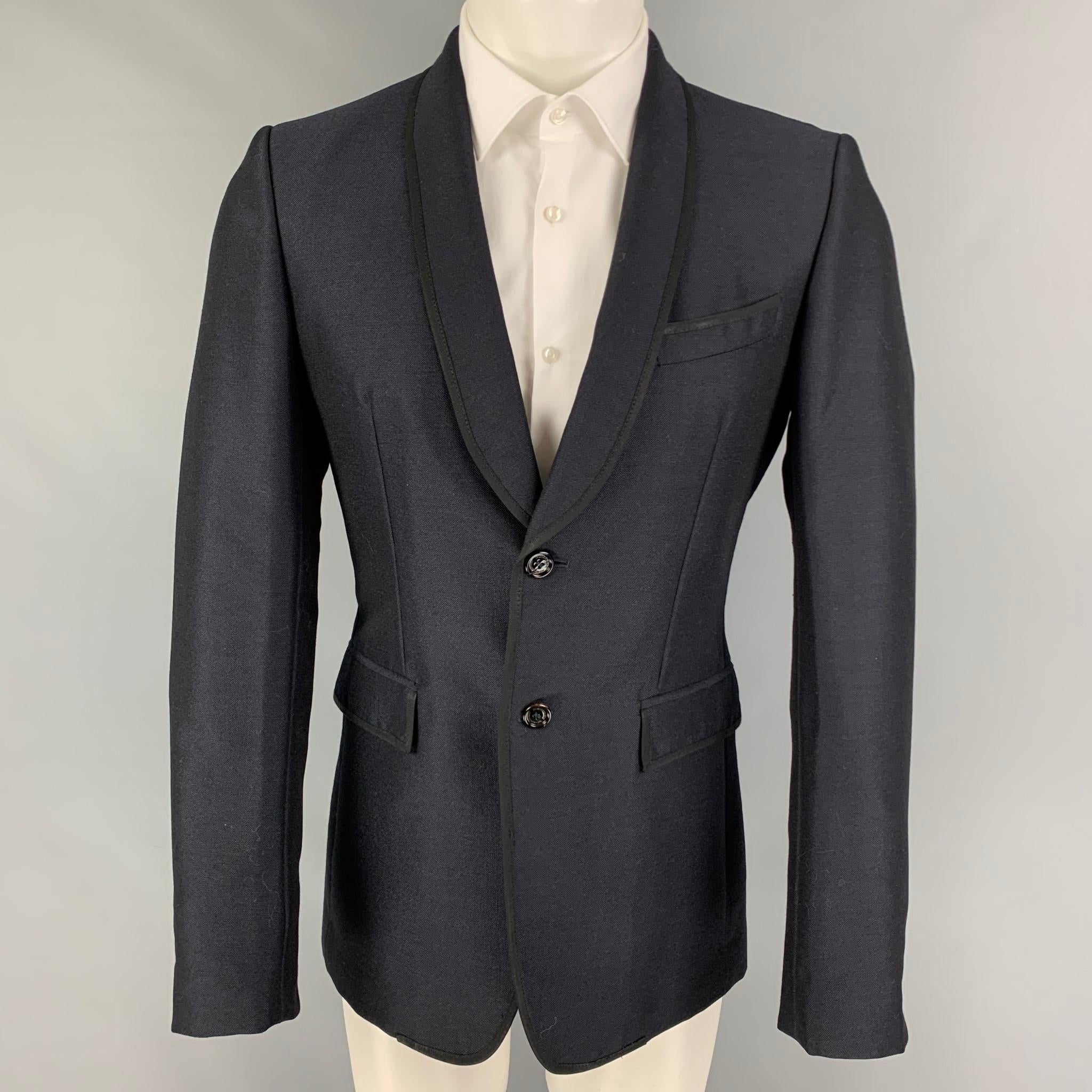 BURBERRY Size 38 Navy Mohair Wool Shawl Collar Sport Coat For Sale at  1stDibs