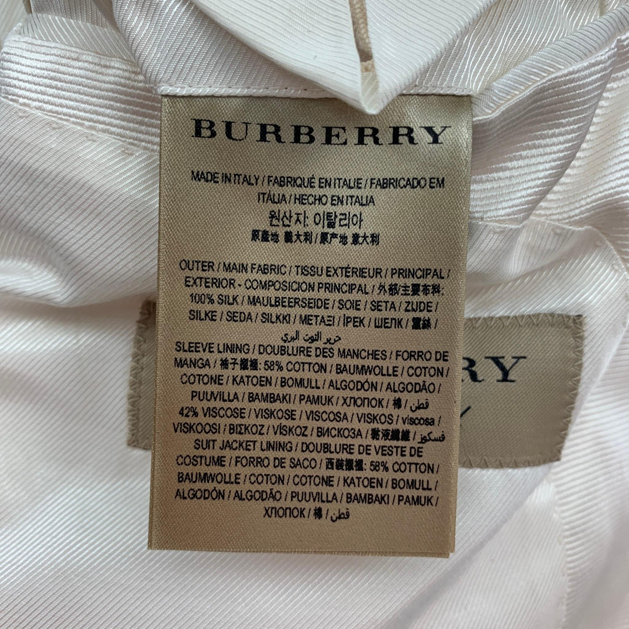 Men's BURBERRY Size 38 Regular Cream Silk Notch Lapel Sport Coat
