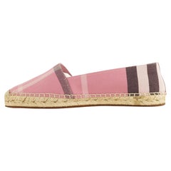 Burberry Size 38.5 Pink Nova Check Hodgeson Espadrille Flats 1B425s