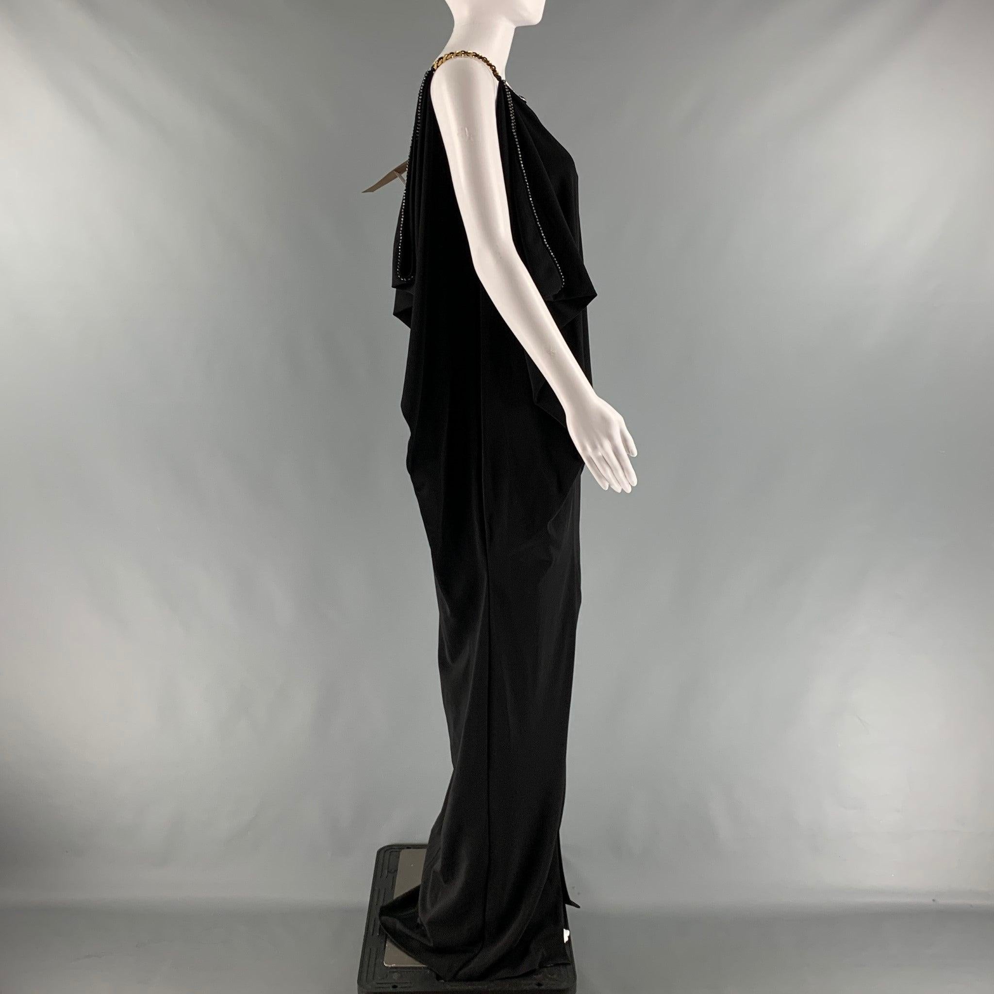 BURBERRY Size 4 Black Viscose Elastane Beaded Chain Dress In Excellent Condition For Sale In San Francisco, CA