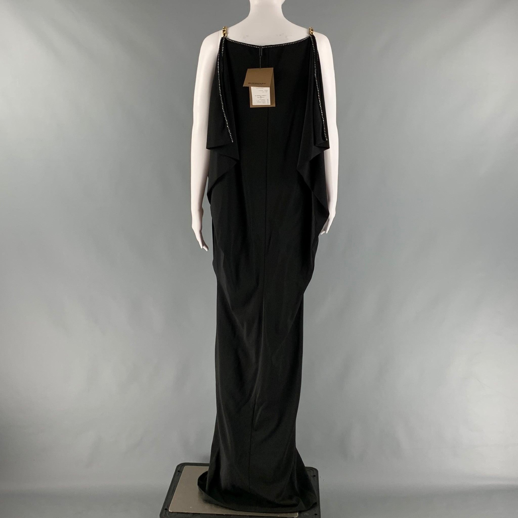 Women's BURBERRY Size 4 Black Viscose Elastane Beaded Chain Dress For Sale