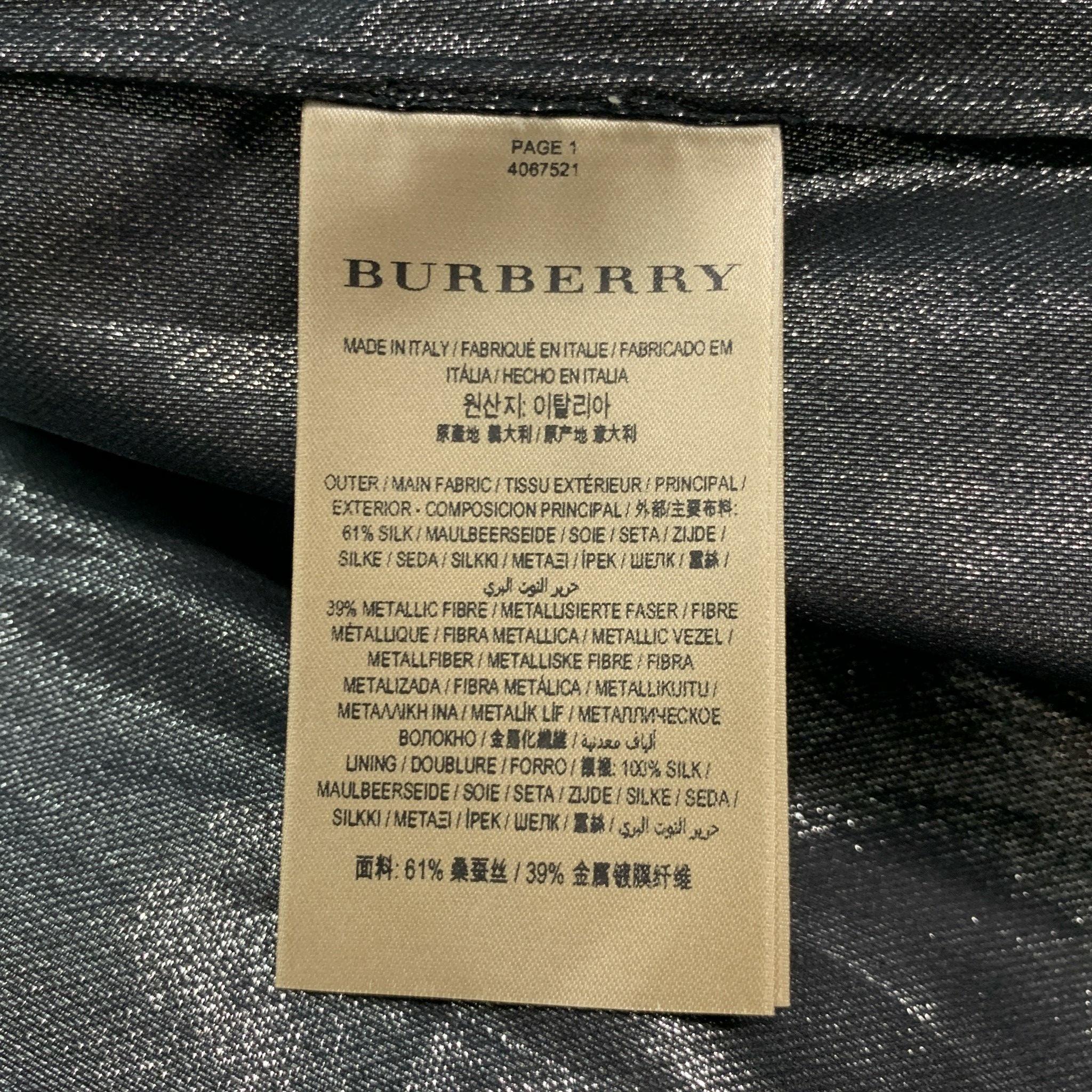 BURBERRY Size 4 Gold Silk Metallic Button Up Shirt For Sale 2