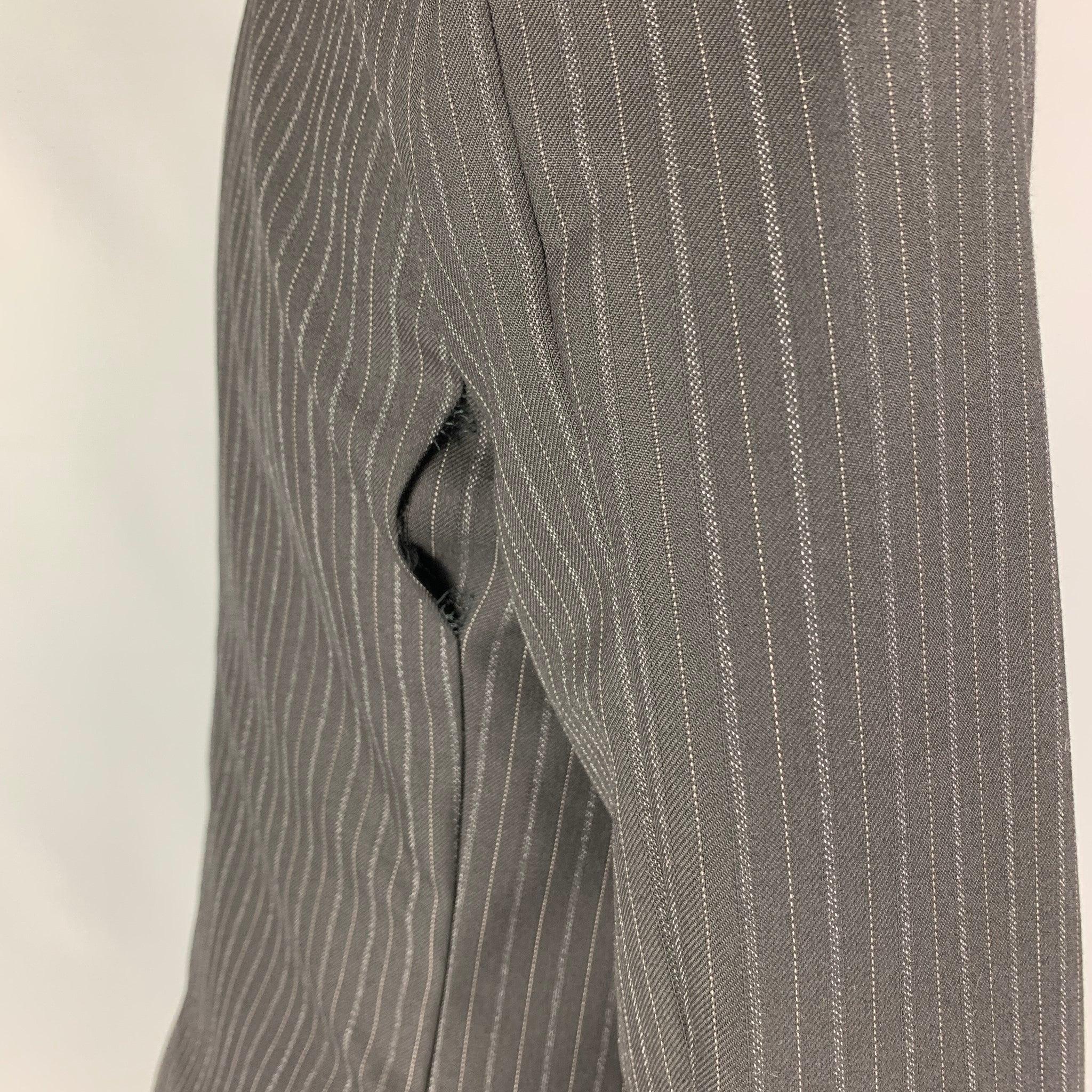 BURBERRY Size 40 Black Grey Stripe Wool Cotton Notch Lapel Sport Coat In Good Condition For Sale In San Francisco, CA