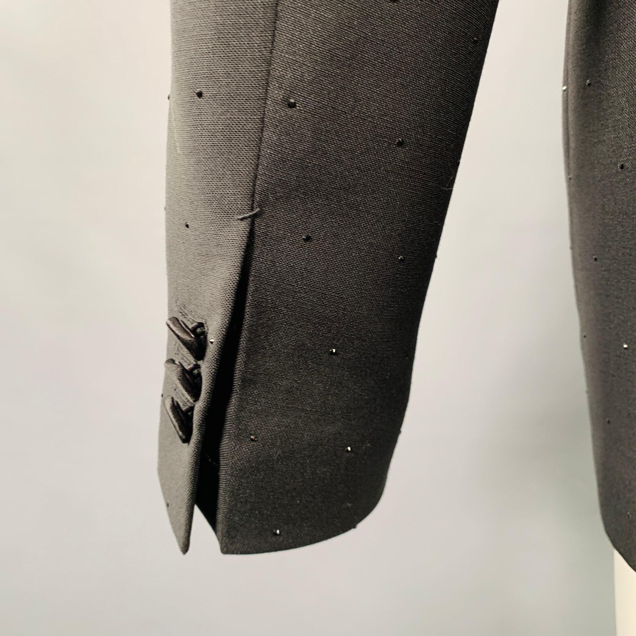Burberry Taille 40 Manteau de sport en laine mohair cloutée à revers pointe noir Pour hommes en vente