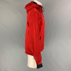 BURBERRY Size 40 Red Black Polyester Hooded Jacket