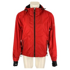 BURBERRY Size 40 Red Black Polyester Hooded Jacket