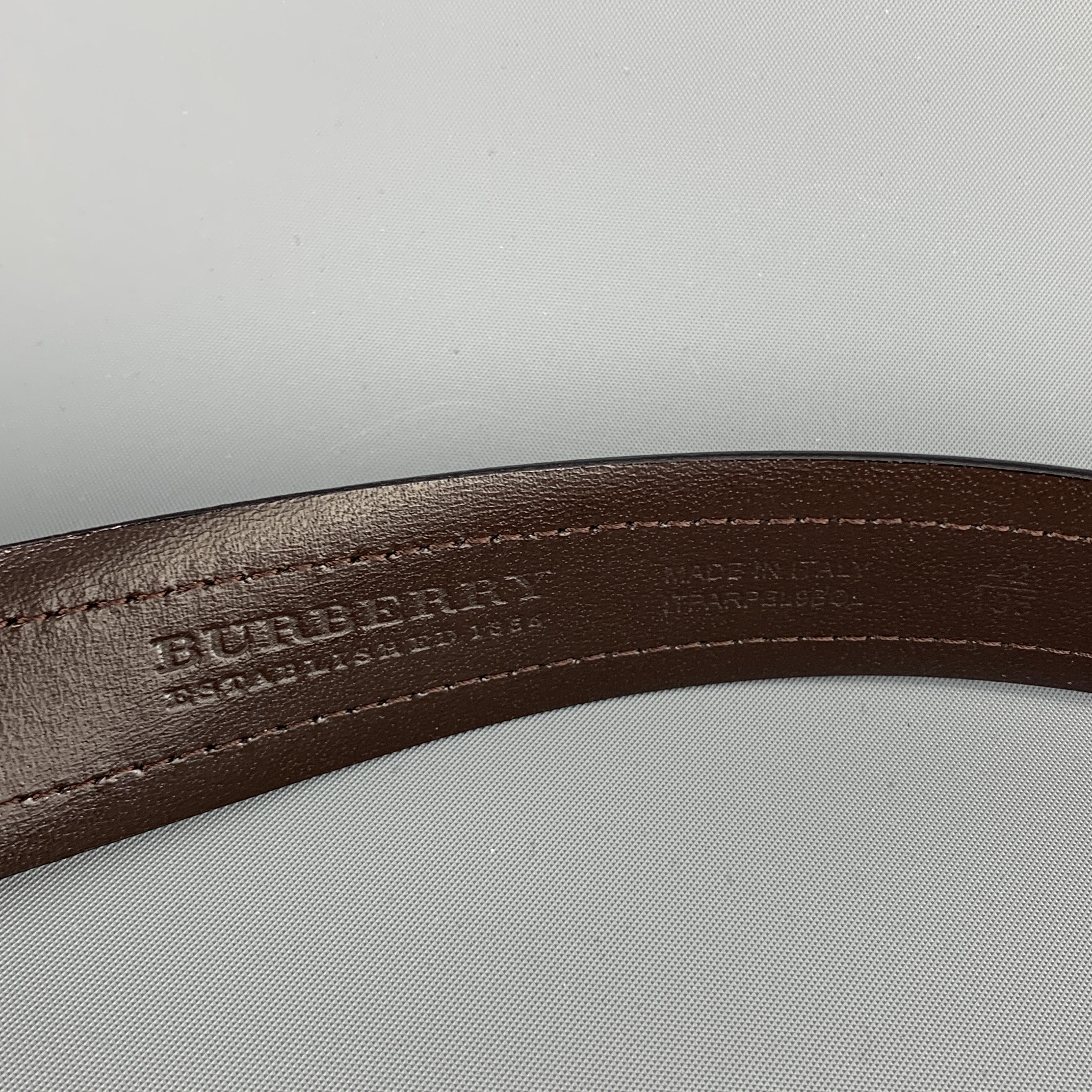 Black BURBERRY Size 42 Brown Leather & Coated Plaid Canvas Belt