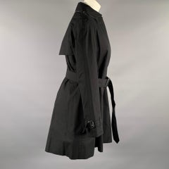 BURBERRY Size 6 Black Cotton Solid Trench Coat