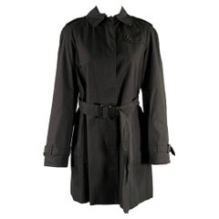 BURBERRY Size 6 Black Cotton Solid Trench Coat