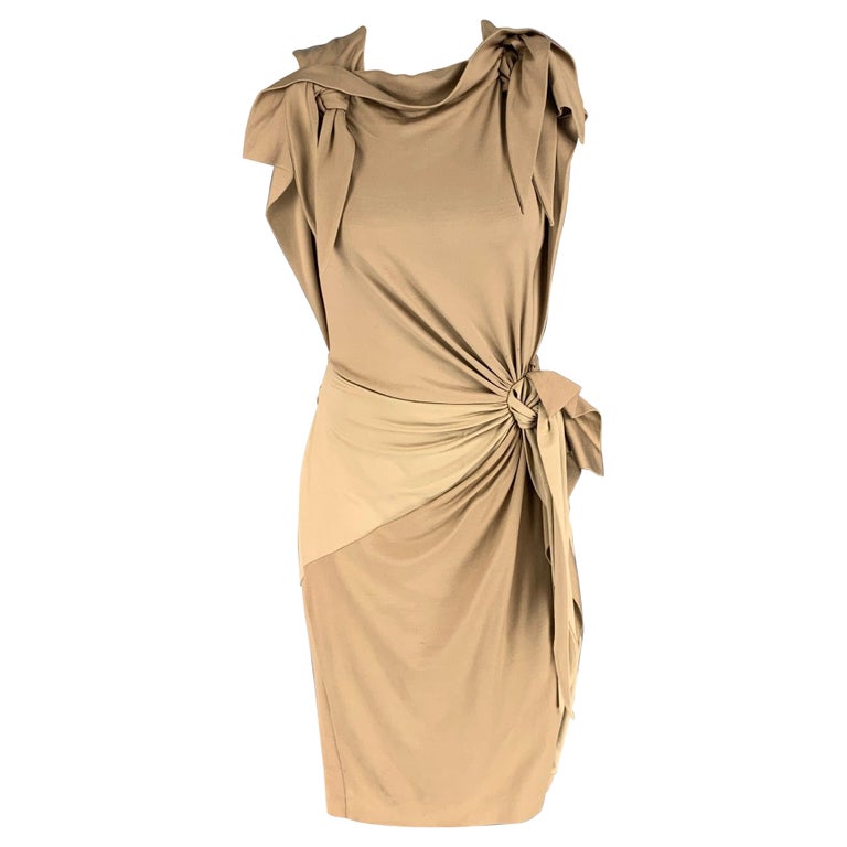 Burberry Women's Knotted Stretch-Silk Sheath Dress - Wheat - Size 6