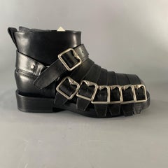 BURBERRY Size 7 Black Leather Pull On Boots