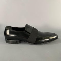 BURBERRY Size 7 Black Leather Slip On Loafers