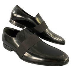 BURBERRY Size 7 Black Leather Slip On Loafers