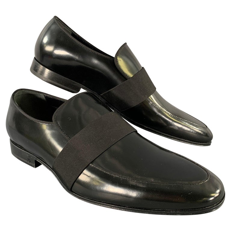BURBERRY Size 7 Black Leather Slip On Loafers For Sale at  display picture 1