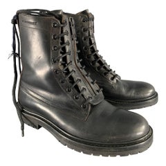 BURBERRY Size 8 Black Leather Lace Up Boots